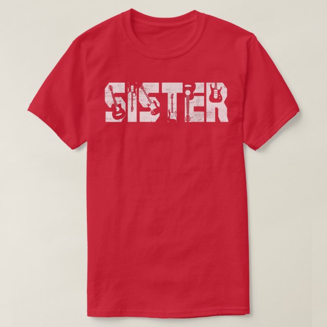 Distress Bästa syster nånsin Guitar Älskare Guitar T Shirt (Design framsida)