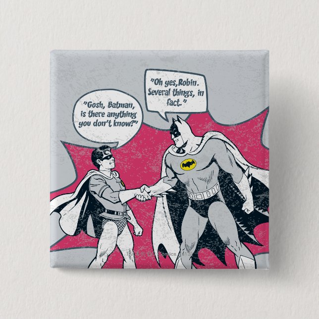 Distress Batman och Robin Handshake Knapp (Framsida)