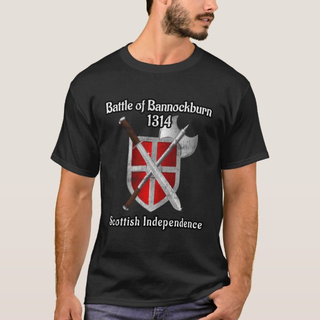 Distress Battle Bannockburn 1314 Sword Shield Sc T Shirt (Framsida)