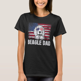 Distress Beagle Pappa USA flagga Fars dag T Shirt