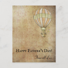 Distress Beige White Luftballong Fars dag Vykort