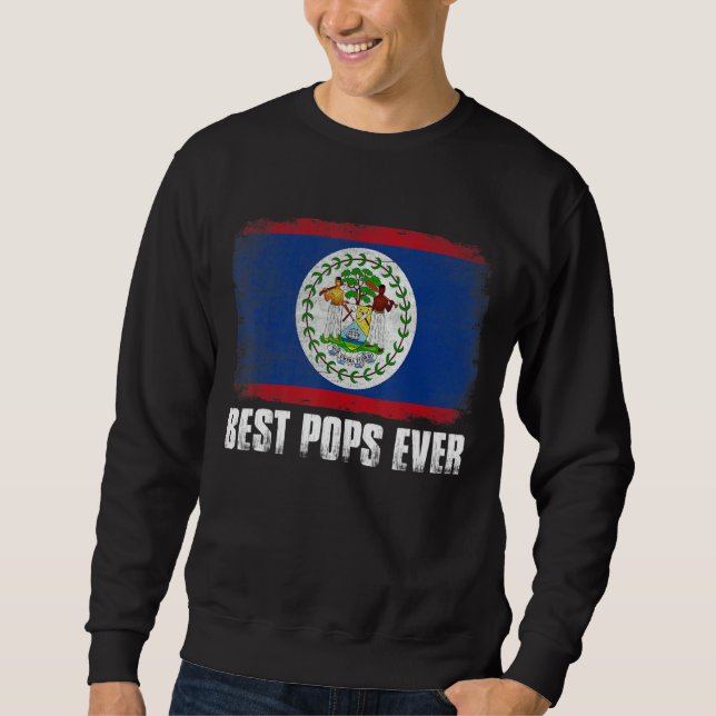 Distress Belize Flagga Best Pops någonsin Patrioti Lång Ärmad Tröja (Framsida)