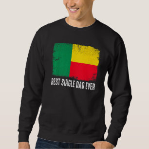 Distress Benin Flagga Best Single Pappa All Patrio Lång Ärmad Tröja