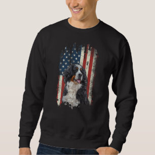 Distress Bernese Mountain American Flagga Patrioti Lång Ärmad Tröja