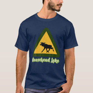 Distress Besök Maine Moosehead Sjö Moose Crossi T Shirt