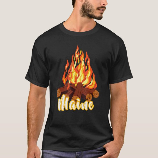 Distress Besök Maine Vacation Camping Camp Bon F T Shirt (Framsida)
