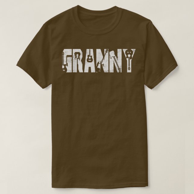 Distress Best Granny Aldrig Guitar Älskare Guitari T Shirt (Design framsida)