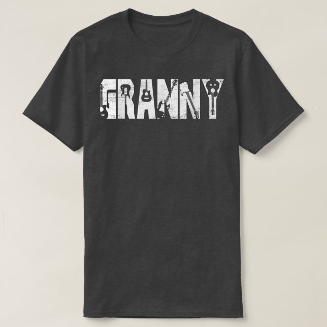 Distress Best Granny Aldrig Guitar Älskare Guitari T Shirt (Design framsida)