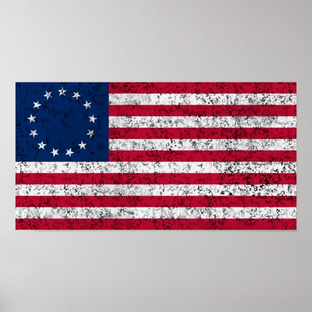 Distress Betsy Ross Flagga Poster (Framsidan)