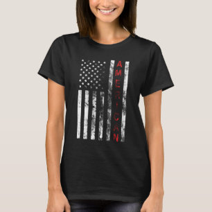 Distress Black and White American Flagga T-Shirt