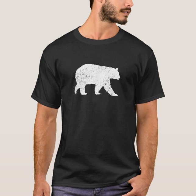 Distress Black Bear Graphic Silhouette T Shirt (Framsida)