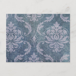 Distress Blue Damask Vykort