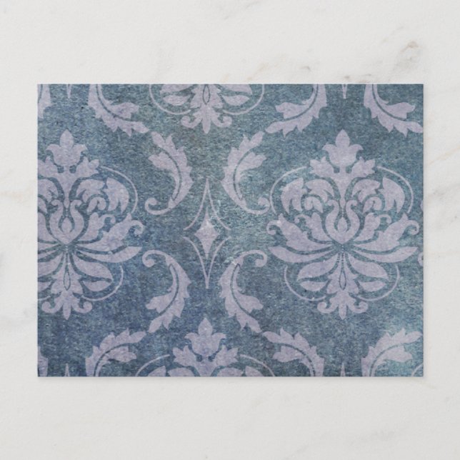 Distress Blue Damask Vykort (Framsida)