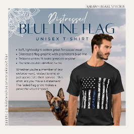 Distress Blue-Line Flagga T-Shirt