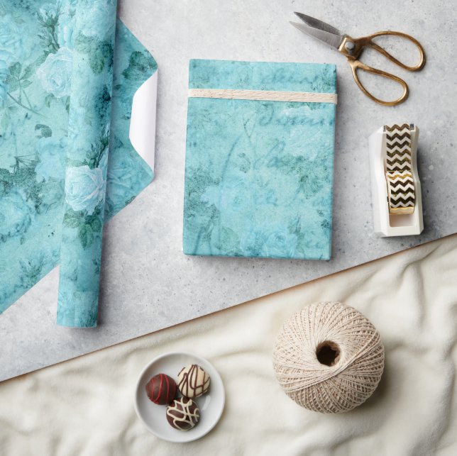 Distress Blue Ro Collage Presentpapper (Hantverk)