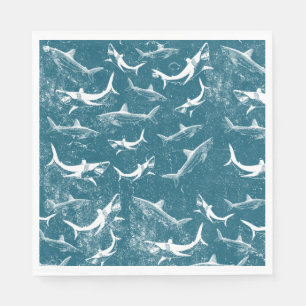 Distress Blue Shark Mönster Pappersservett