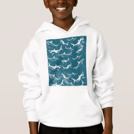 Distress Blue Shark Mönster T Shirt