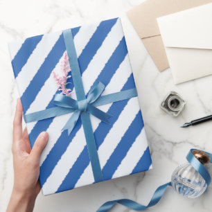 Distress Blue White Diagonal Rand Faux Torn Presentpapper