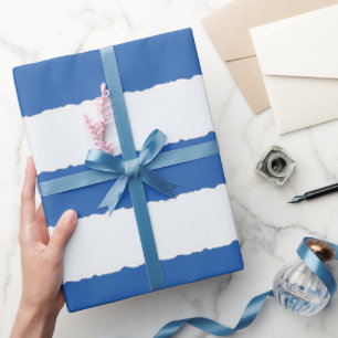 Distress Blue White Rand Faux Ripping Presentpapper