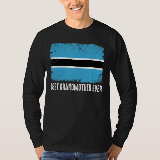 Distress Botswana Flagga Best Grandmor All Fam T Shirt (Framsida)