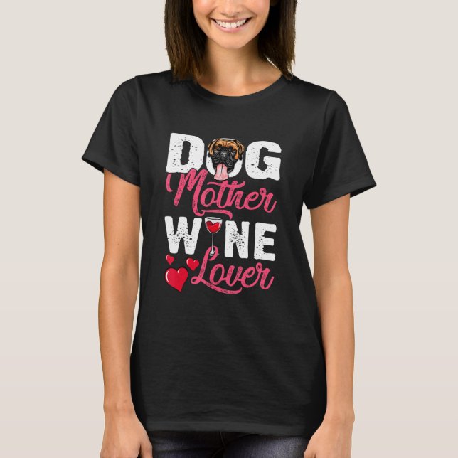 Distress Boxer Hund Mor Vin T Shirt (Framsida)