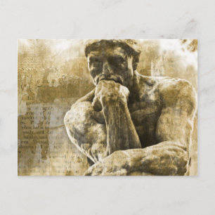 Distress bronze statue Auguste Rodin the thinker Vykort