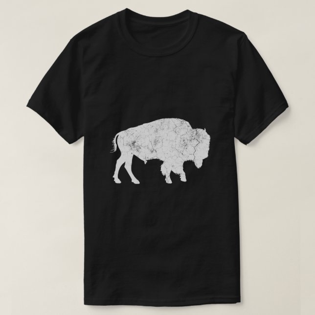 Distress Buffalo Retro Bison Animal Lover Shirt T (Design framsida)