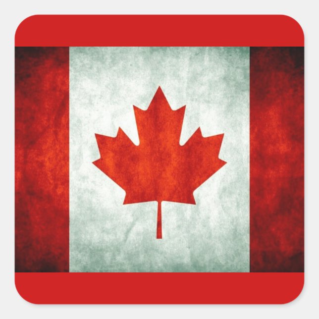 Distress Canada Flagga Fyrkantigt Klistermärke (Framsida)