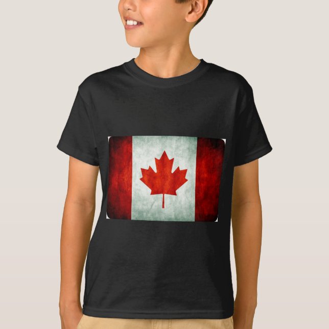 Distress Canada Flagga T Shirt (Framsida)