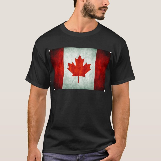 Distress Canada Flagga Tee Shirt (Framsida)