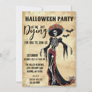 Distress Catrina Skeleton Halloween fest Inbjudningar