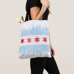 Distress Chicago Skyline Flagga Tygkasse