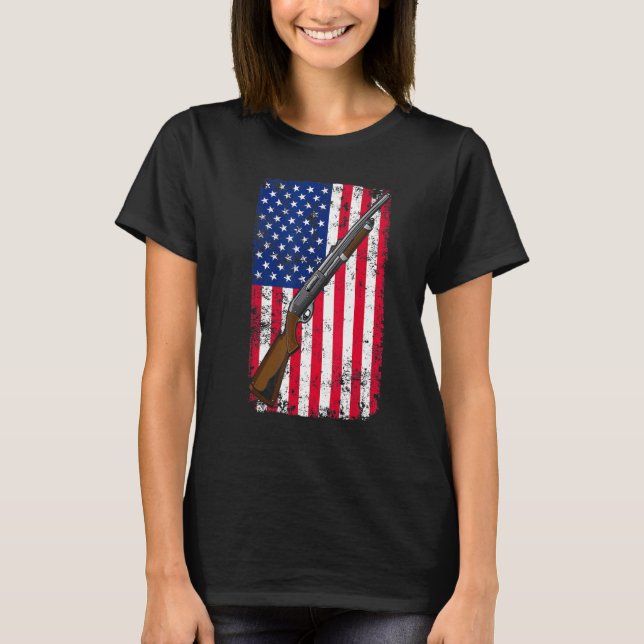 Distress Clay Pigeon Shooting Usa Pistol Flagga - T Shirt (Framsida)
