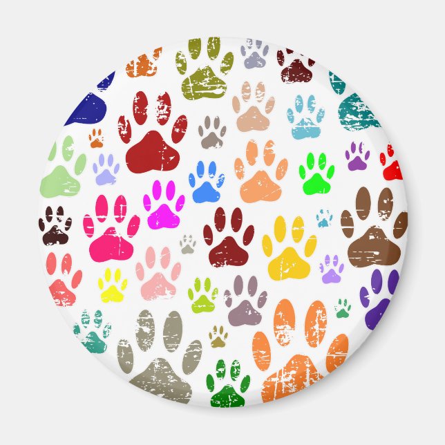 Distress Colorful Hund Tass avtryck Magnet (Framsidan)