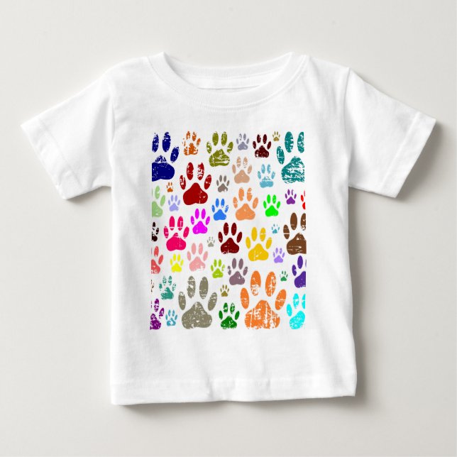 Distress Colorful Hund Tass avtryck T-shirt (Framsida)