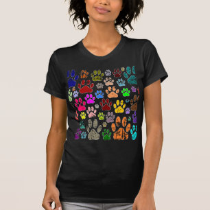 Distress Colorful Hund Tass avtryck T-shirt