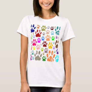 Distress Colorful Hund Tass avtryck T-shirt