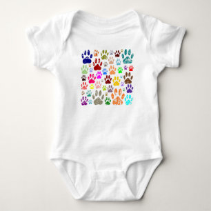 Distress Colorful Hund Tass avtryck T-shirt