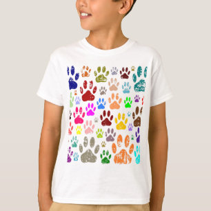 Distress Colorful Hund Tass avtryck Tee