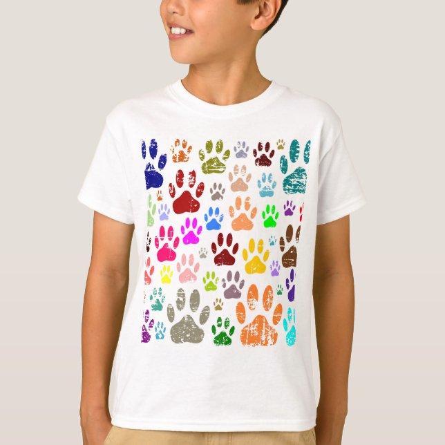 Distress Colorful Hund Tass avtryck Tee (Framsida)