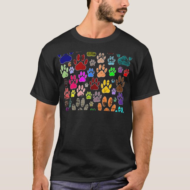 Distress Colorful Hund Tass avtryck Tee (Framsida)