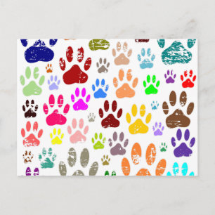 Distress Colorful Hund Tass avtryck Vykort