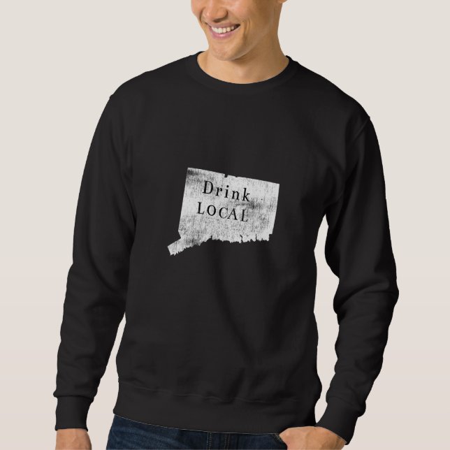 Distress Connecticut Drink Local Lång Ärmad Tröja (Framsida)