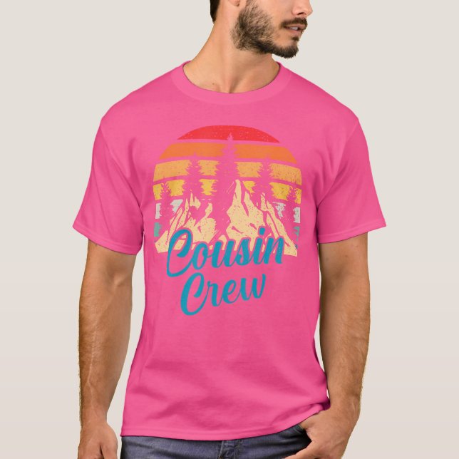 Distress Cousin Crew Camping Outdoor Sunset Summ T Shirt (Framsida)