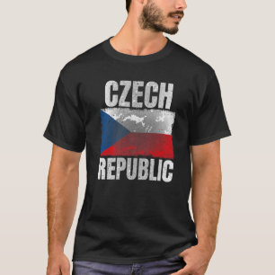 Distress Czech Republic Flagga Graphic För manar W T Shirt