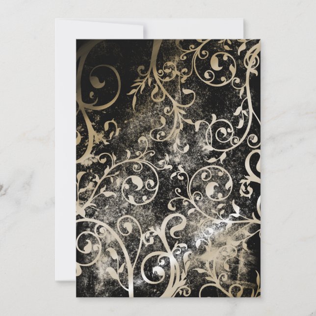 Distress Damask Gothic Grunge Bröllop Inbjudningar (Framsida)