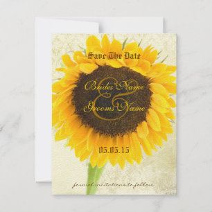Distress Damask Sunblomma Bröllop spara datum Datumet