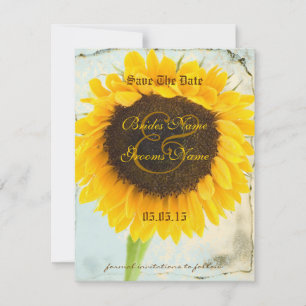 Distress Damask Sunblomma Bröllop spara datum Datumet