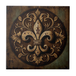 Distress Decorative Fleur De Lis Kakelplatta