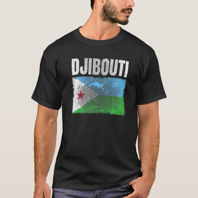 Distress Djibouti Flagga Graphic För manar Women K T Shirt (Framsida)